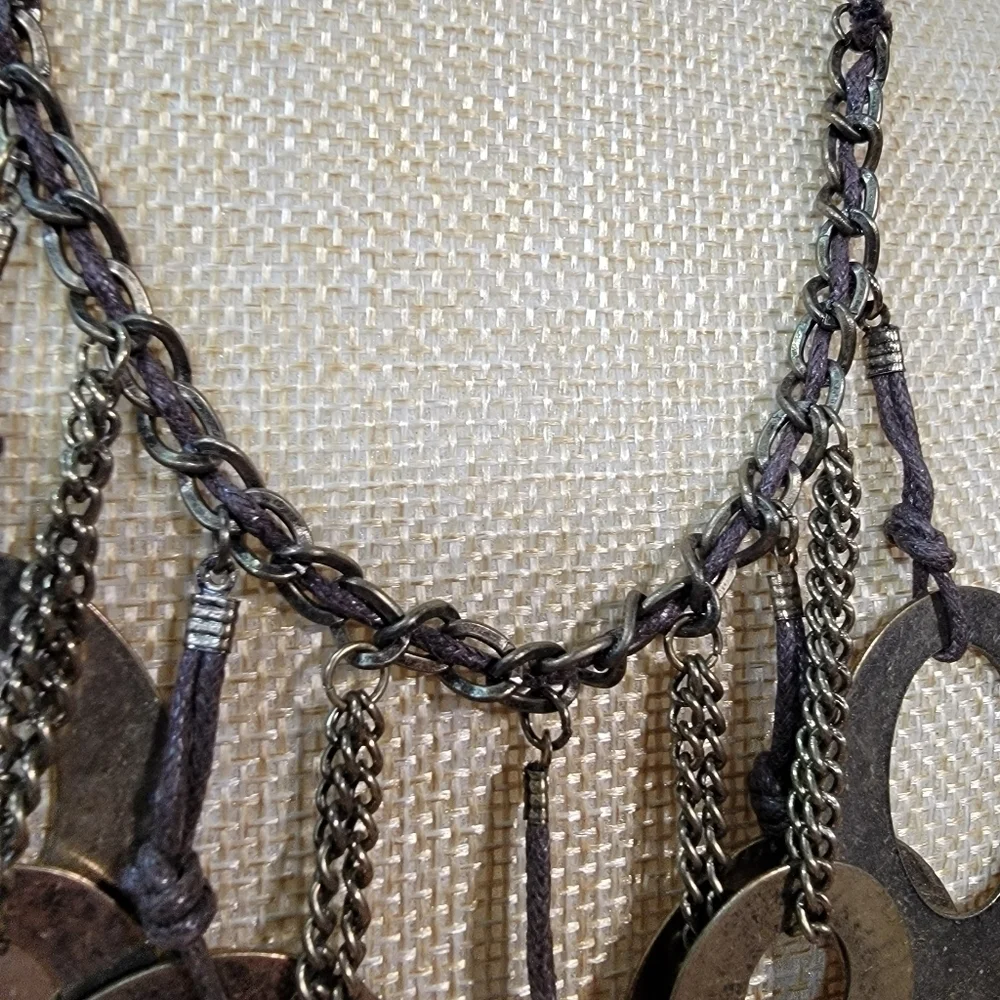 NEW Decree Boho Necklace Metal Loops and chain statement Bib Necklace